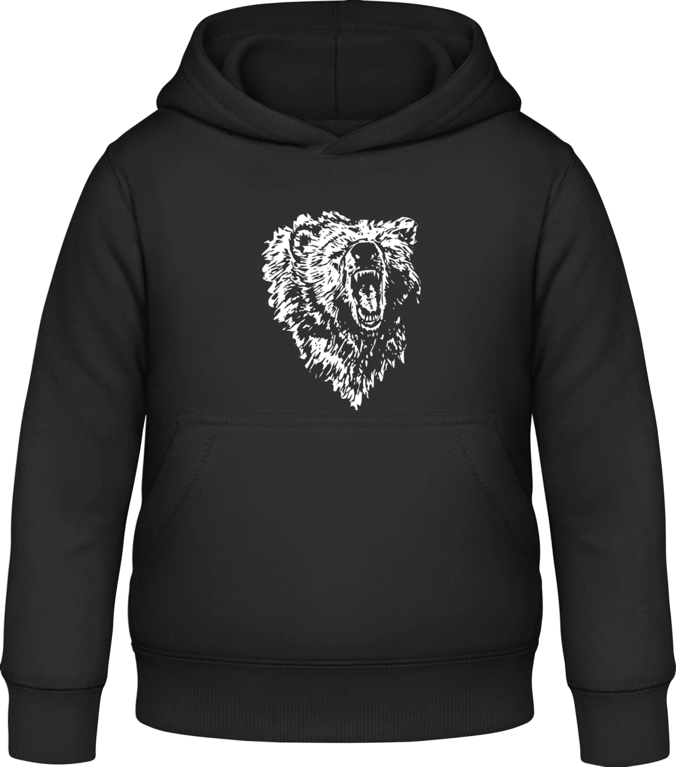 Bear Head Effect - Black Awdis Hoodie Kids - Front