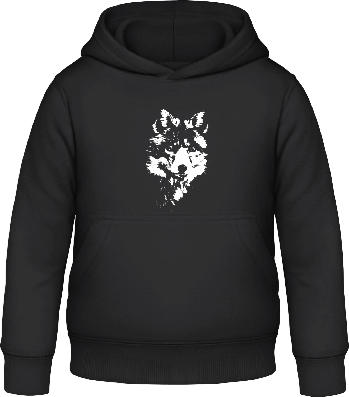 Fox Face - Black Awdis Hoodie Kids - Front