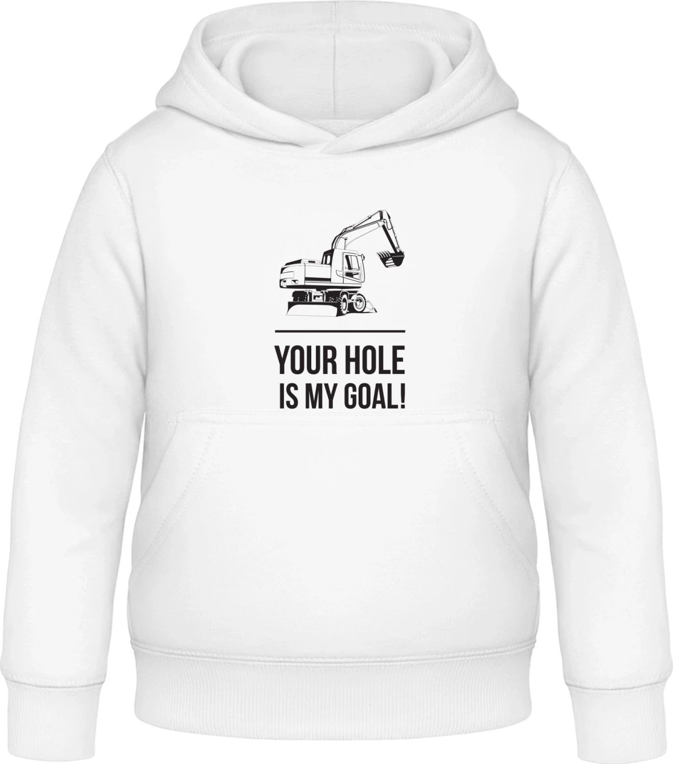 Your Hole is my Goal - Arctic white Awdis Hoodie Kids - Front