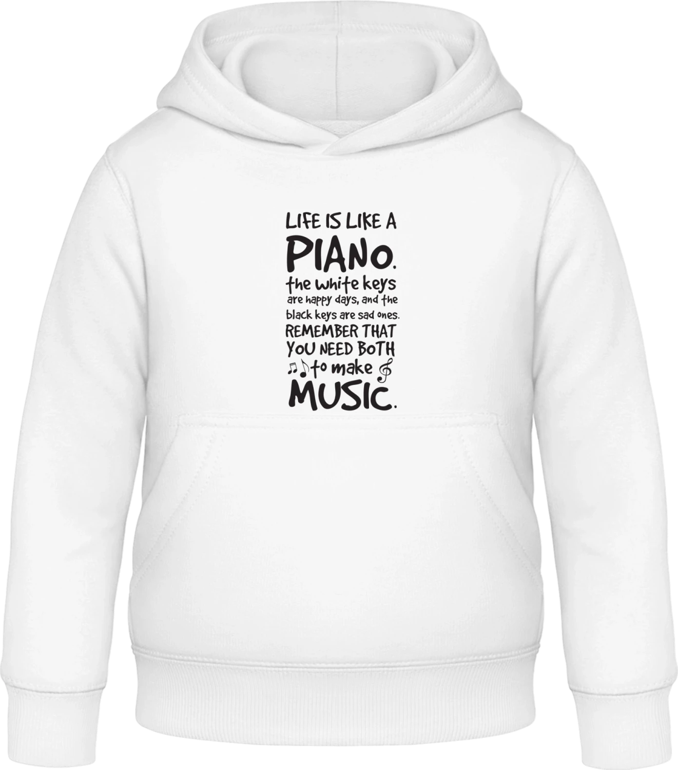 Life Is Like A Piano - Arctic white Awdis Hoodie Kids - Front