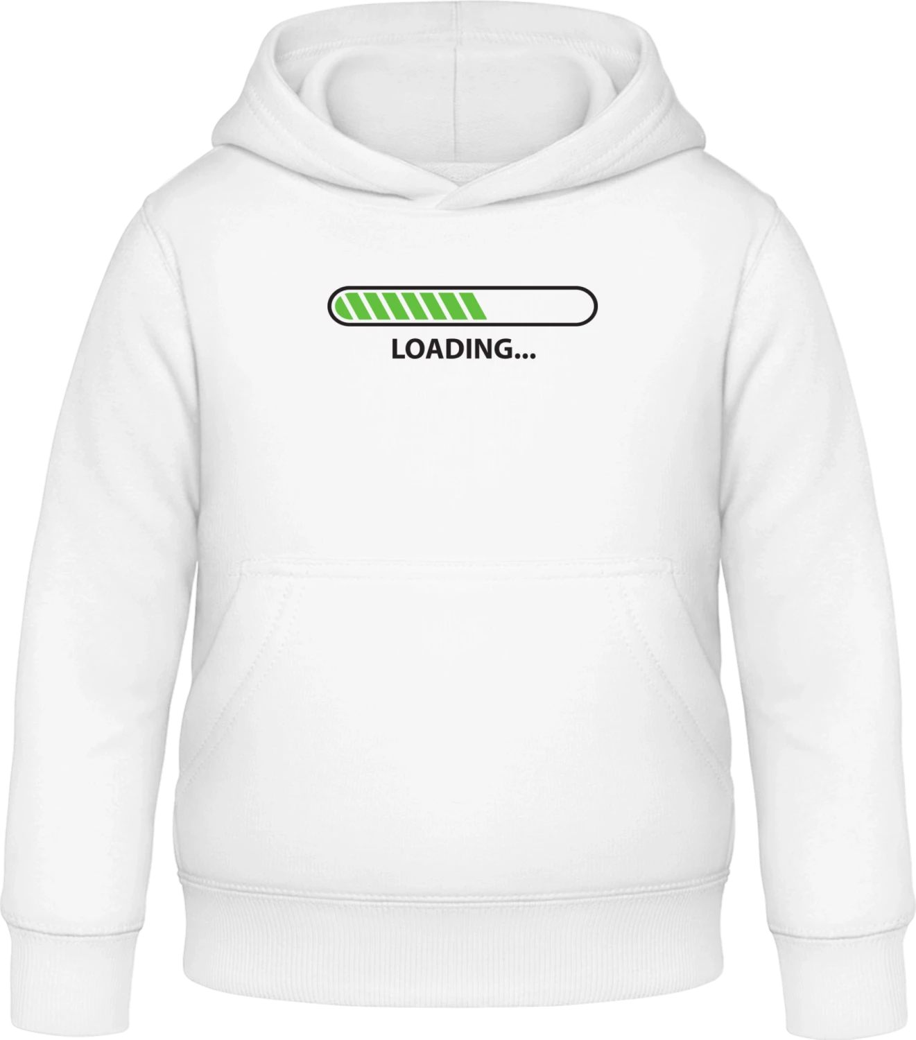 Loading Progress + DEIN TEXT - Arctic white Awdis Hoodie Kids - Front