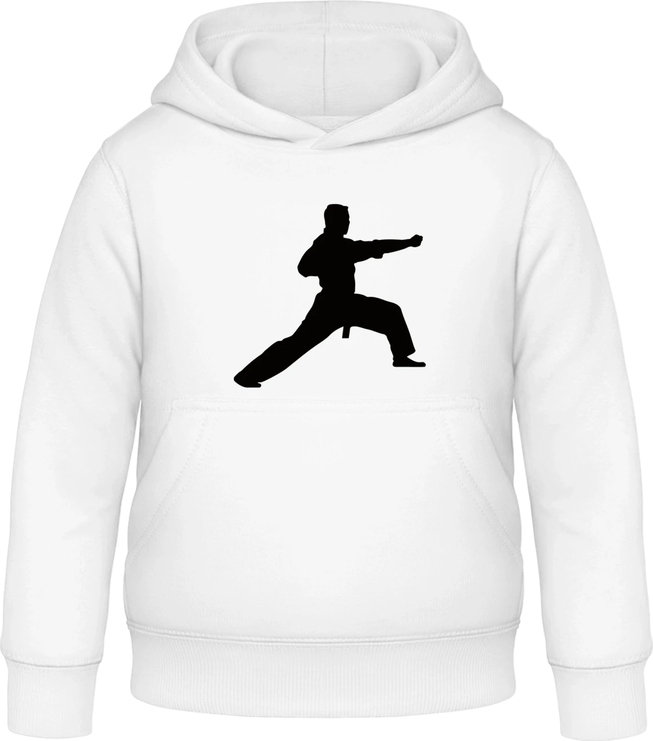 Kung Fu Fighter Silhouette - Arctic white Awdis Hoodie Kids - Front