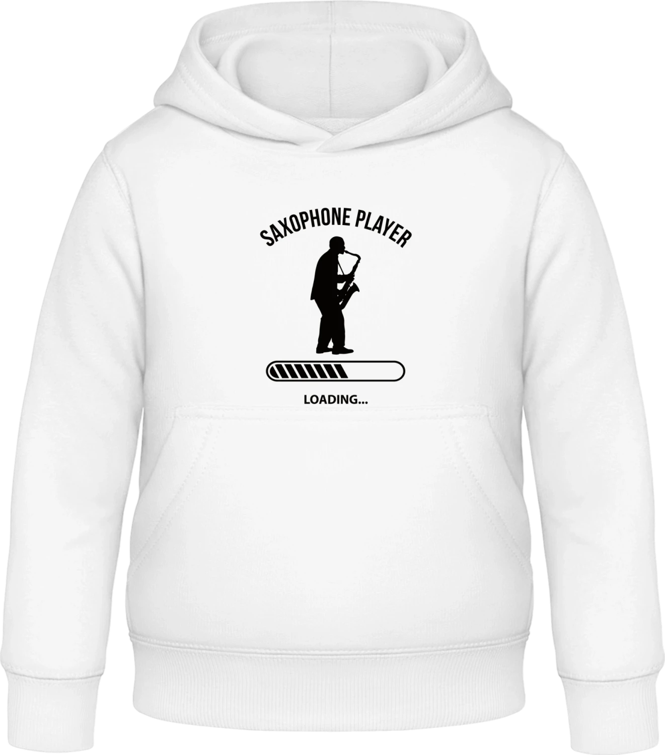 Saxophone Player Loading - Arctic white Awdis Hoodie Kids - Front