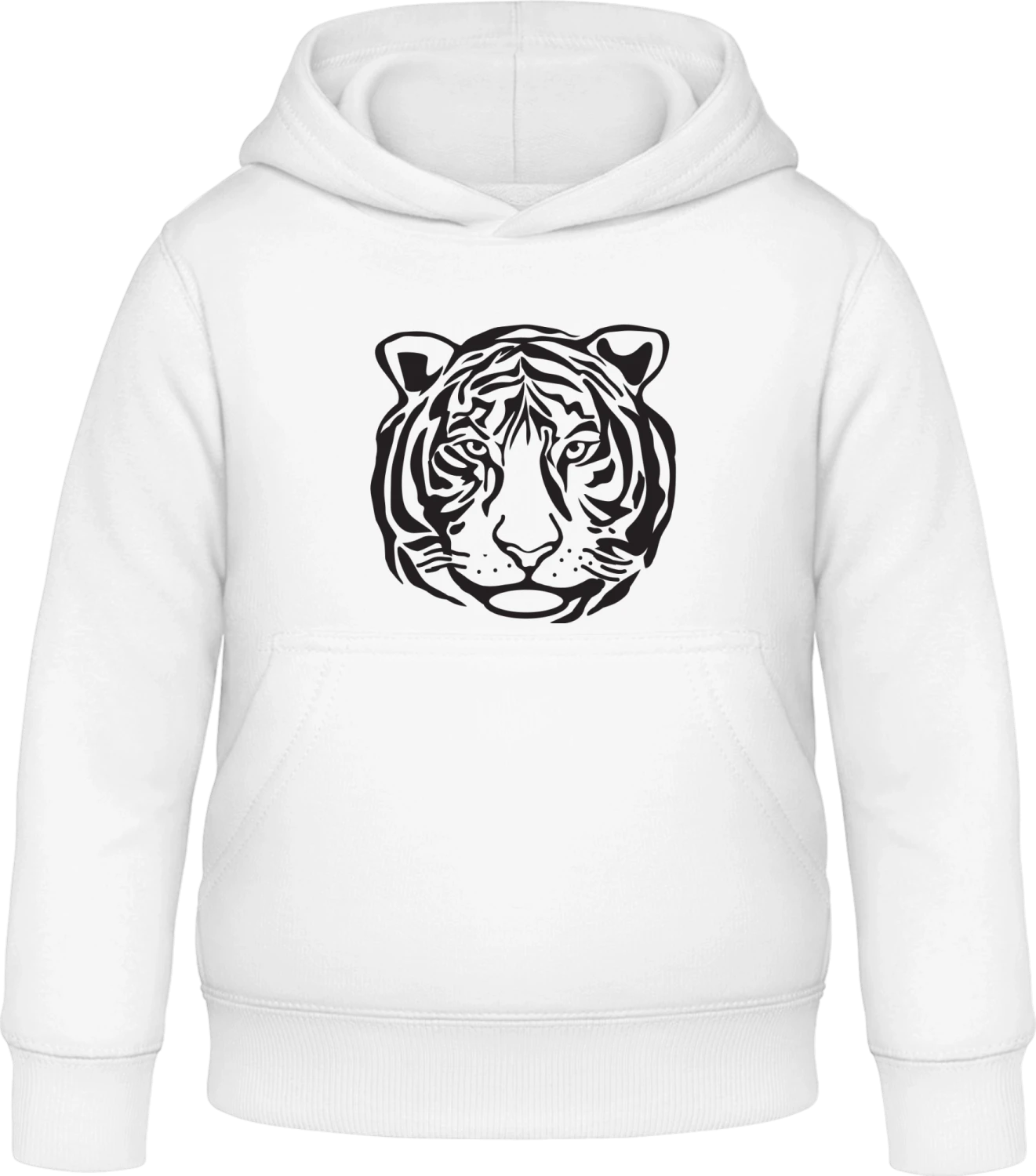 Tiger Face Outline - Arctic white Awdis Hoodie Kids - Front