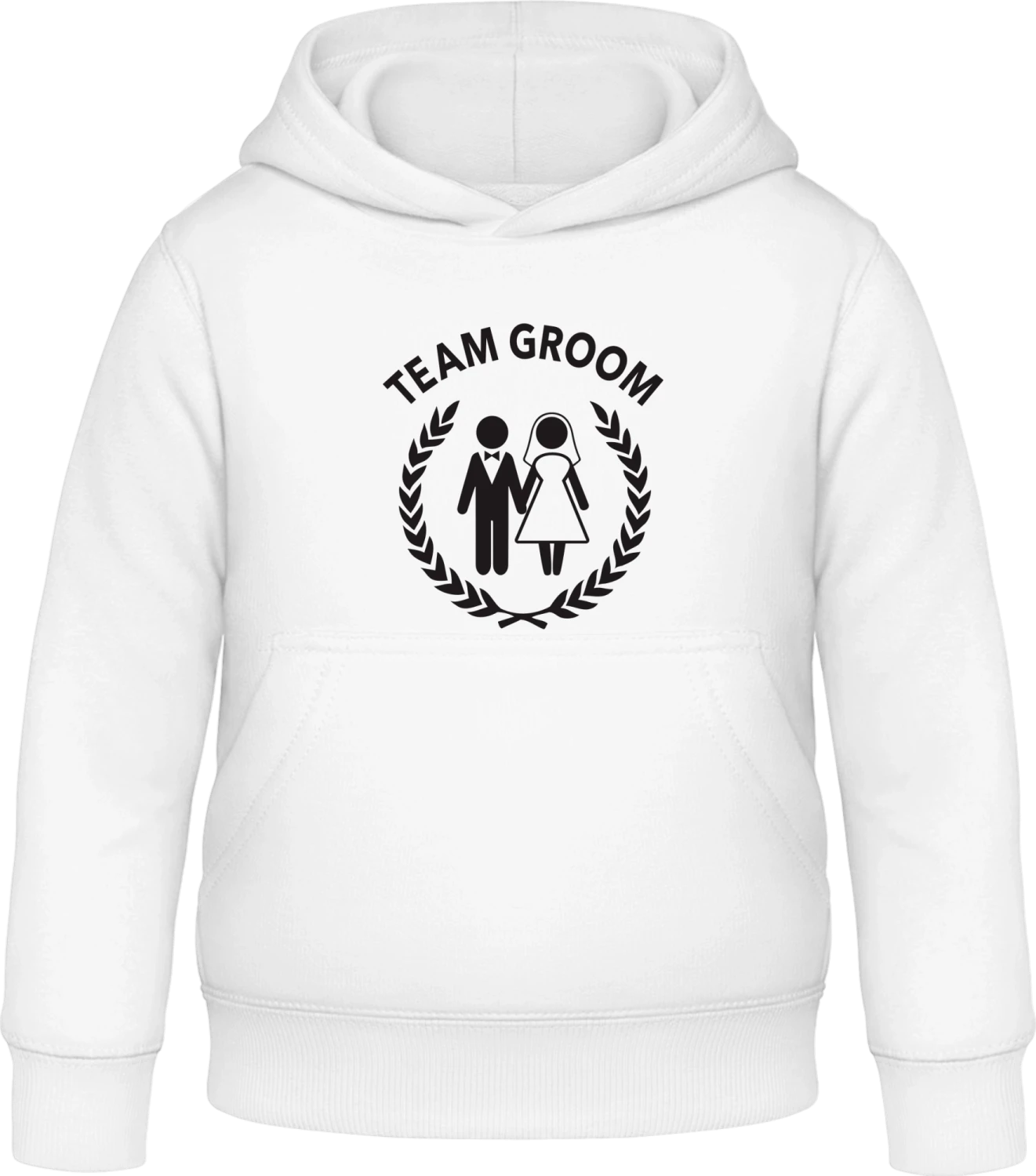 Team Groom Own Text - Arctic white Awdis Hoodie Kids - Front