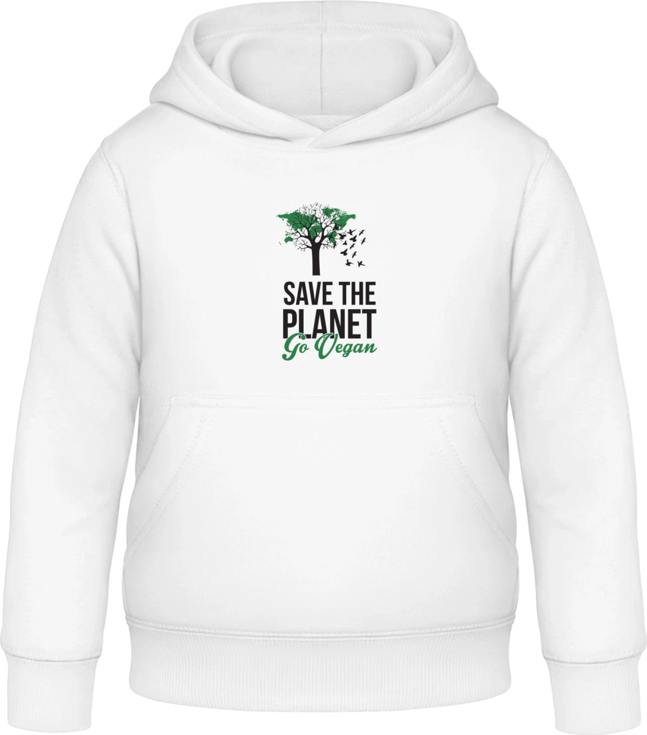 Save The Planet Go Vegan - Arctic white Awdis Hoodie Kids - Front