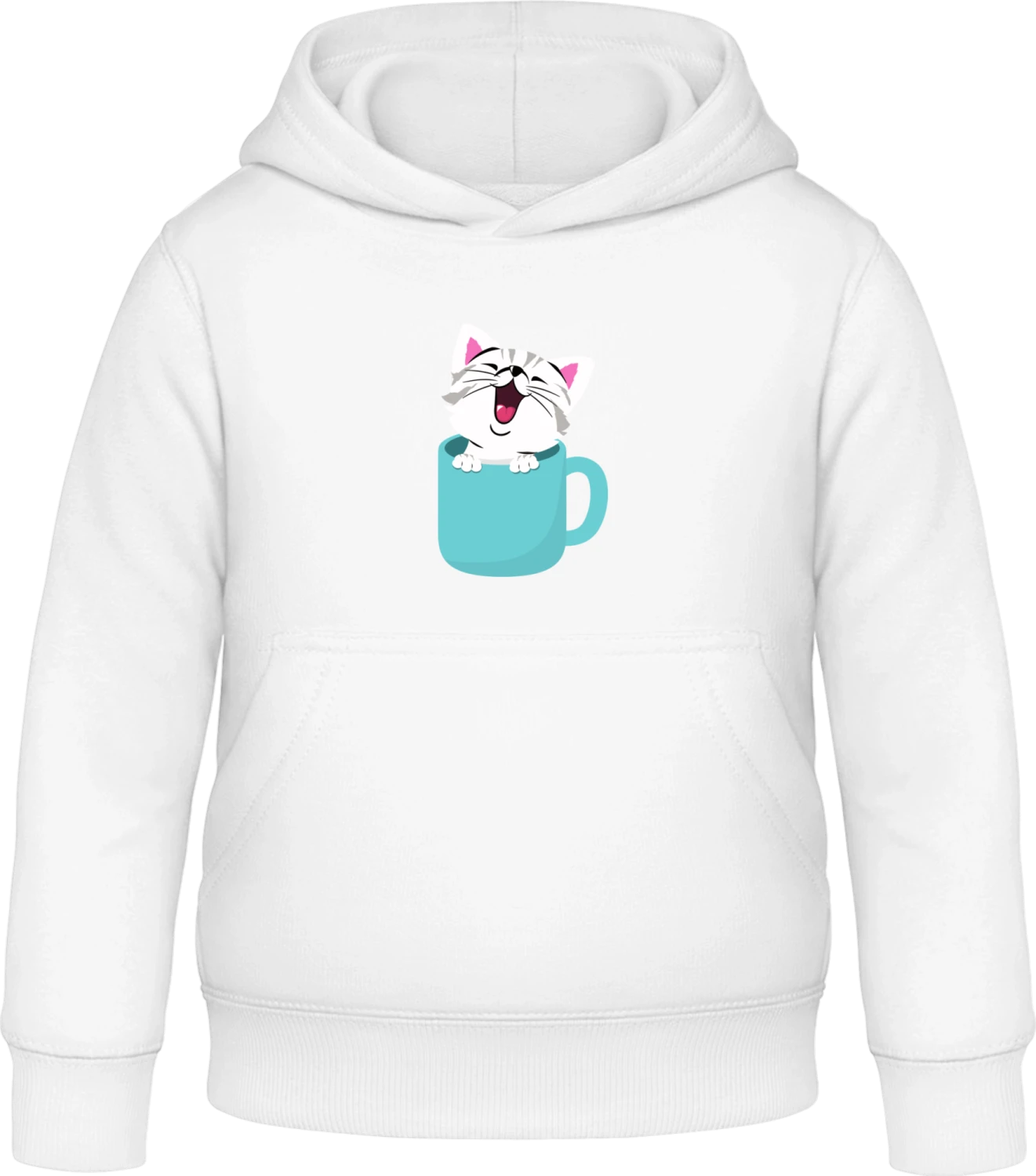 Cat In A Cup  - Arctic white Awdis Hoodie Kids - Front