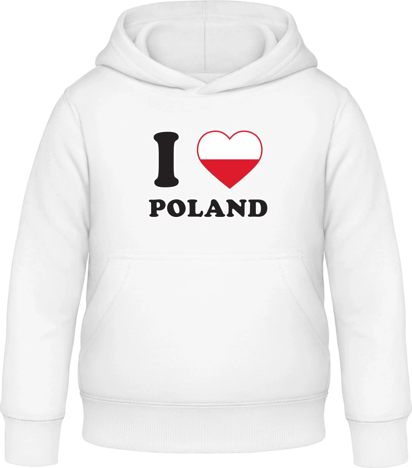 I Love Poland - Arctic white Awdis Hoodie Kids - Front