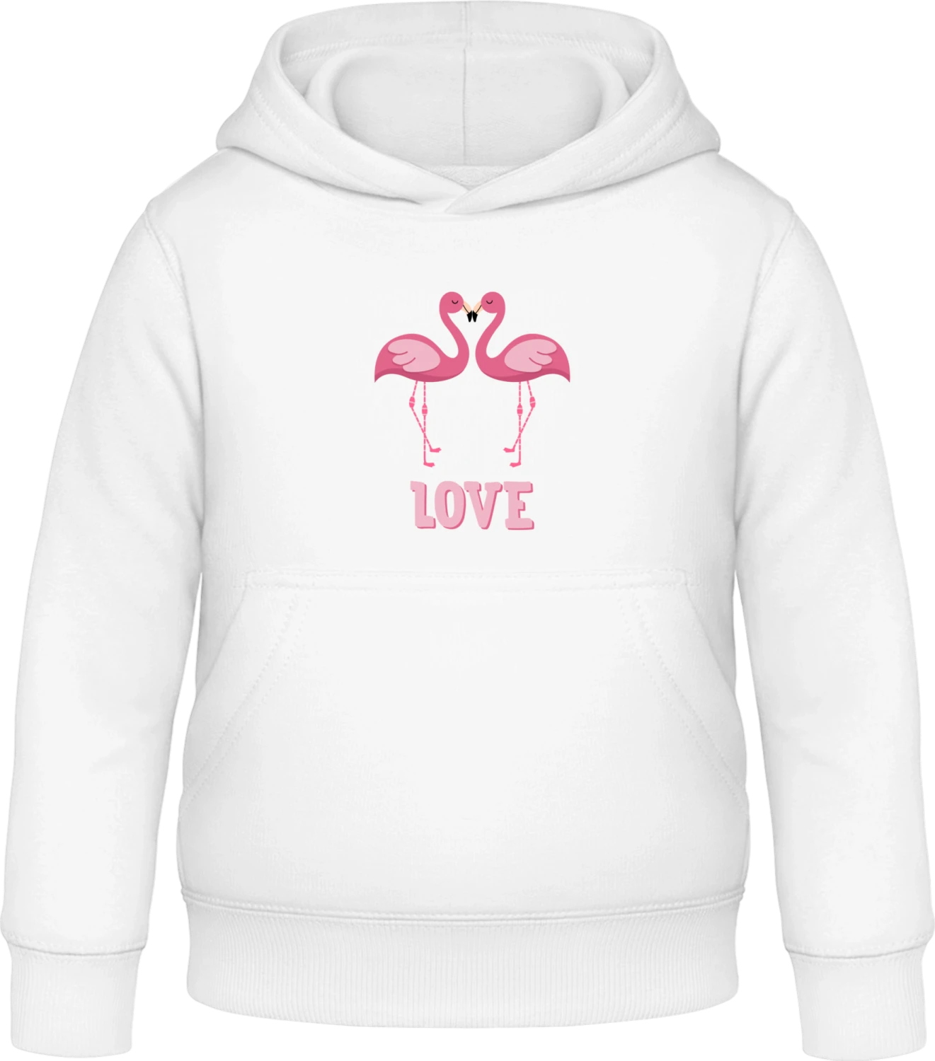 Flamingo Love - Arctic white Awdis Hoodie Kids - Front