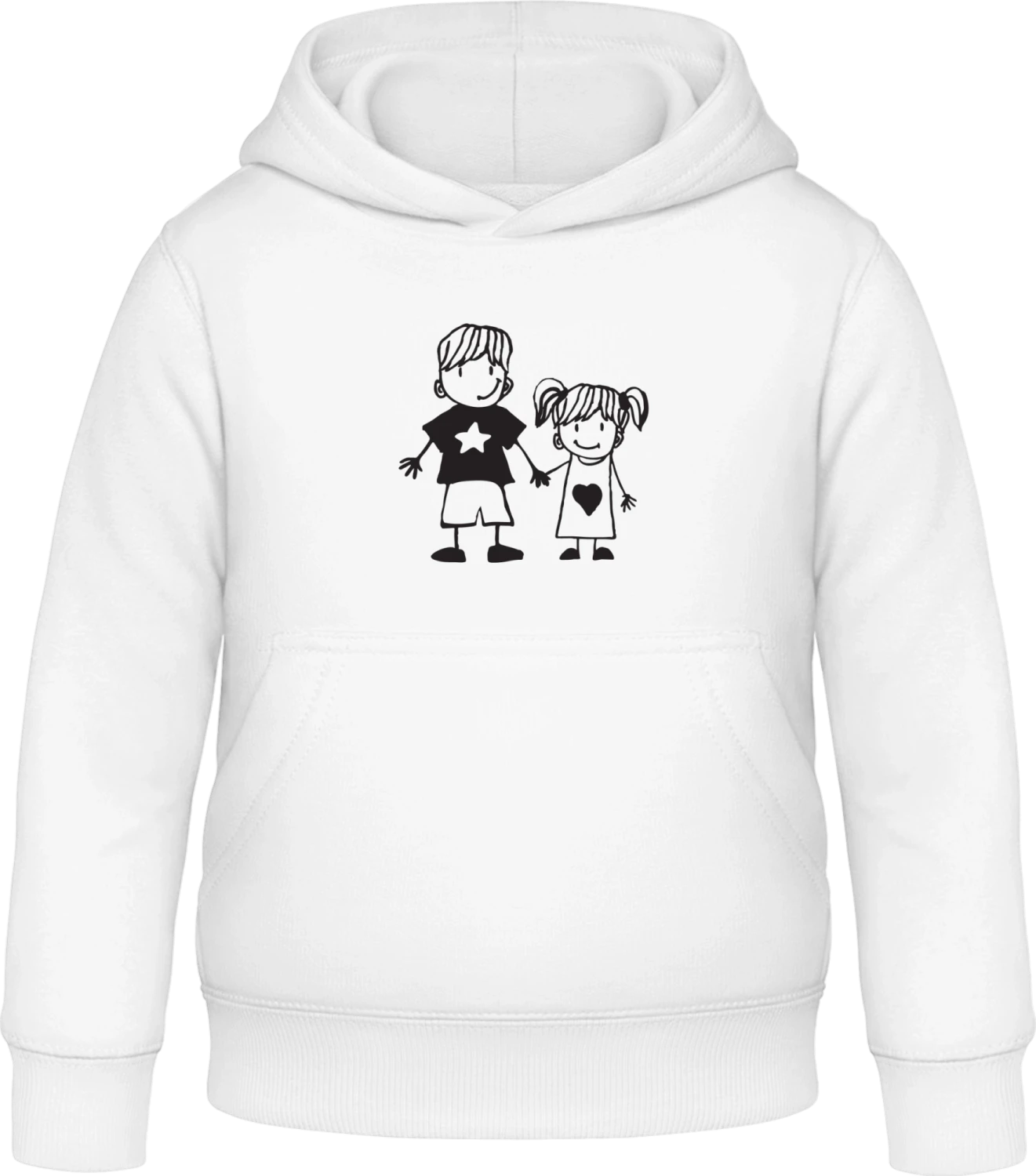 Brother And Sister Comic - Arctic white Awdis Hoodie Kids - Front