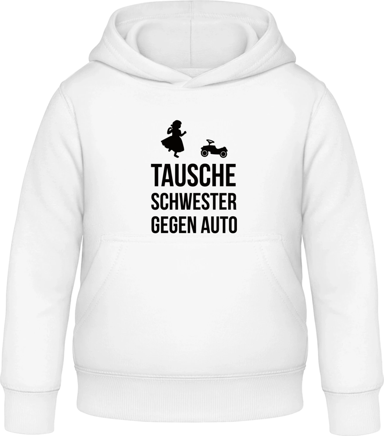 Tausche Schwester gegen Auto - Arctic white Awdis Hoodie Kids - Front