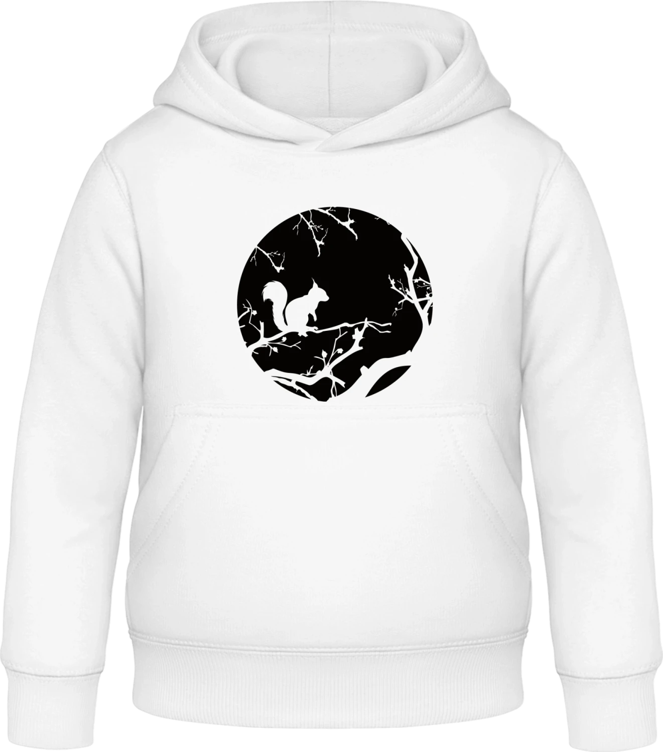 Squirrel And Branches Silhouette  - Arctic white Awdis Hoodie Kids - Front