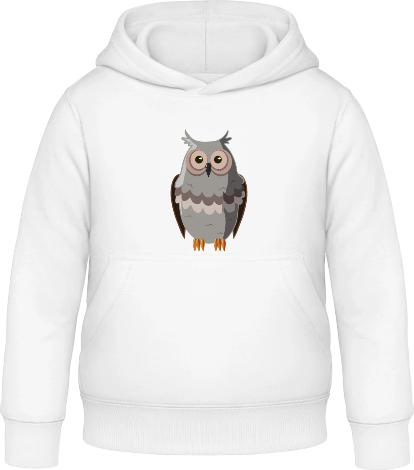 Grey Owl  - Arctic white Awdis Hoodie Kids - Front