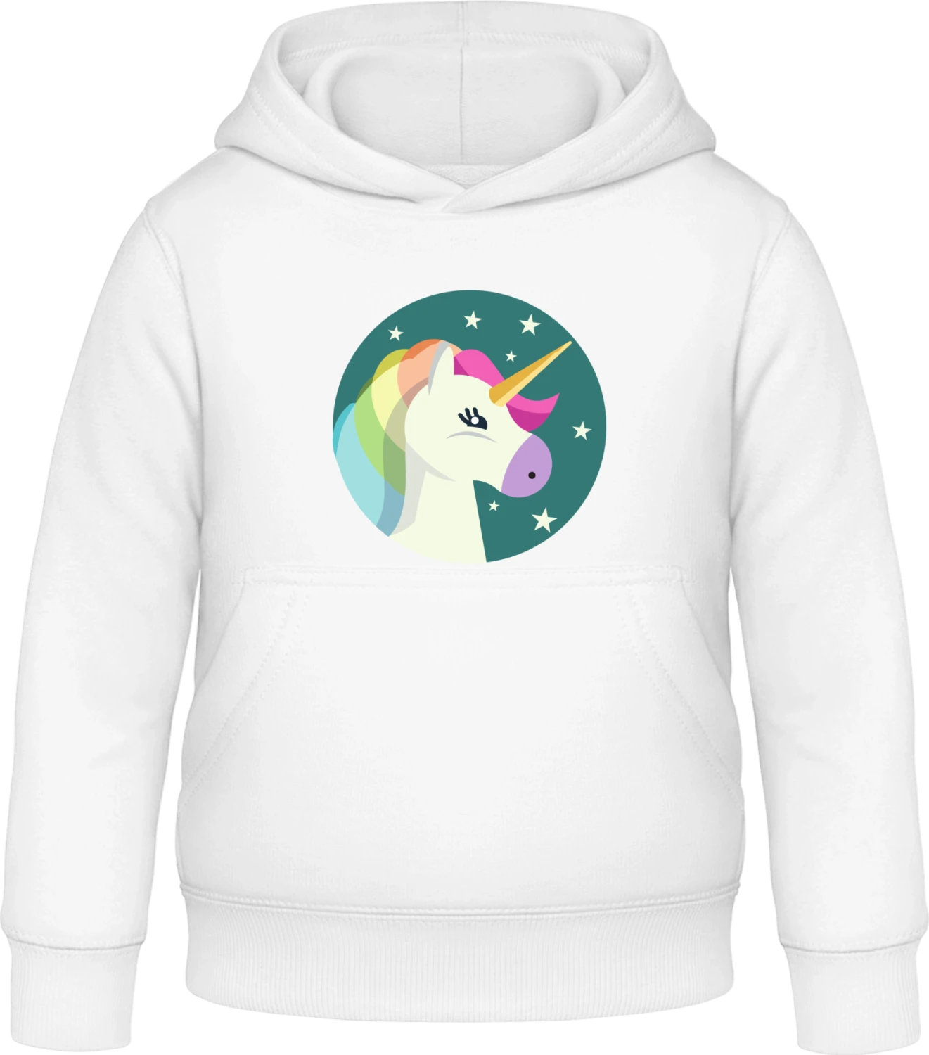 Unicorn Portrait - Arctic white Awdis Hoodie Kids - Front