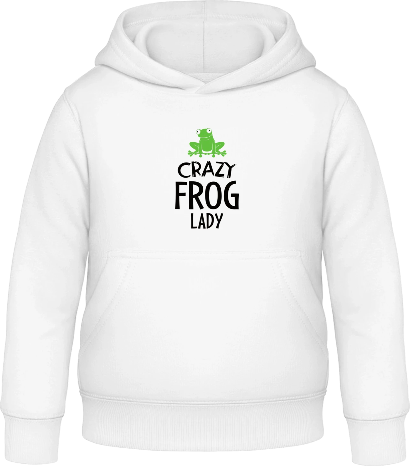 Crazy Frog Lady - Arctic white Awdis Hoodie Kids - Front