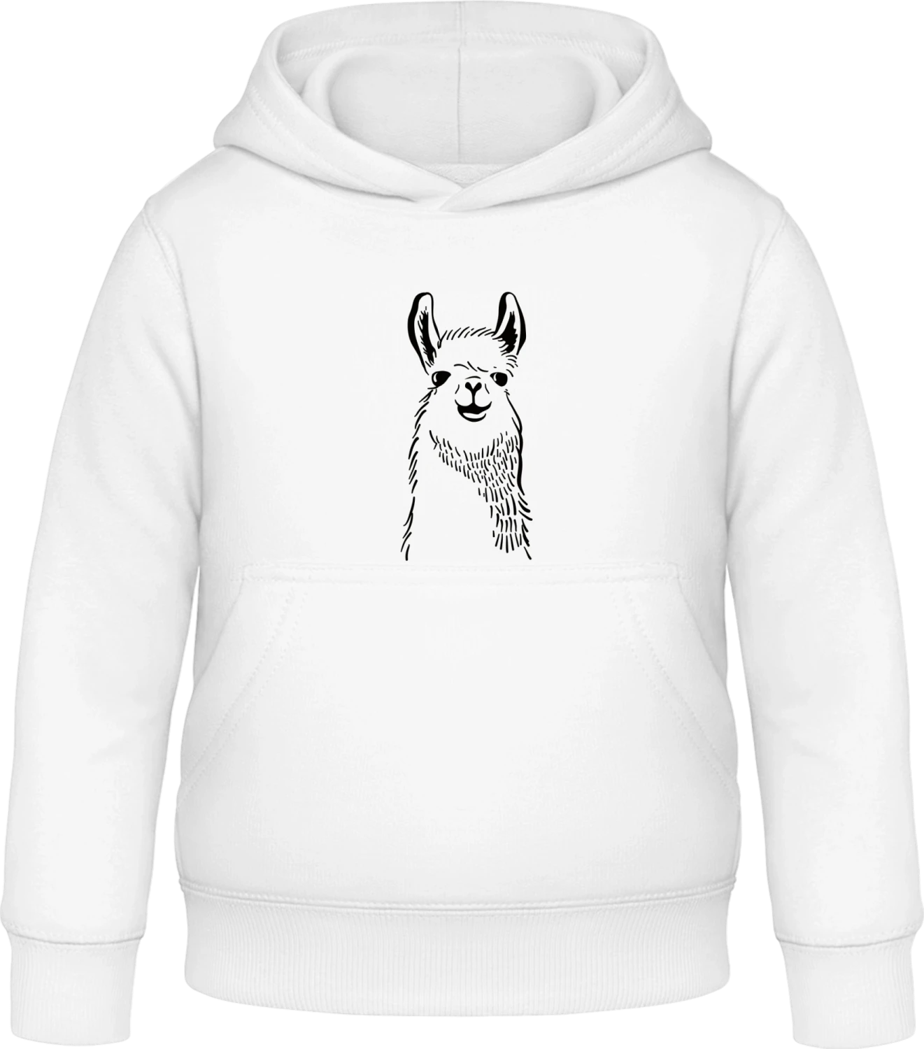 Llama Line Illustration - Arctic white Awdis Hoodie Kids - Front