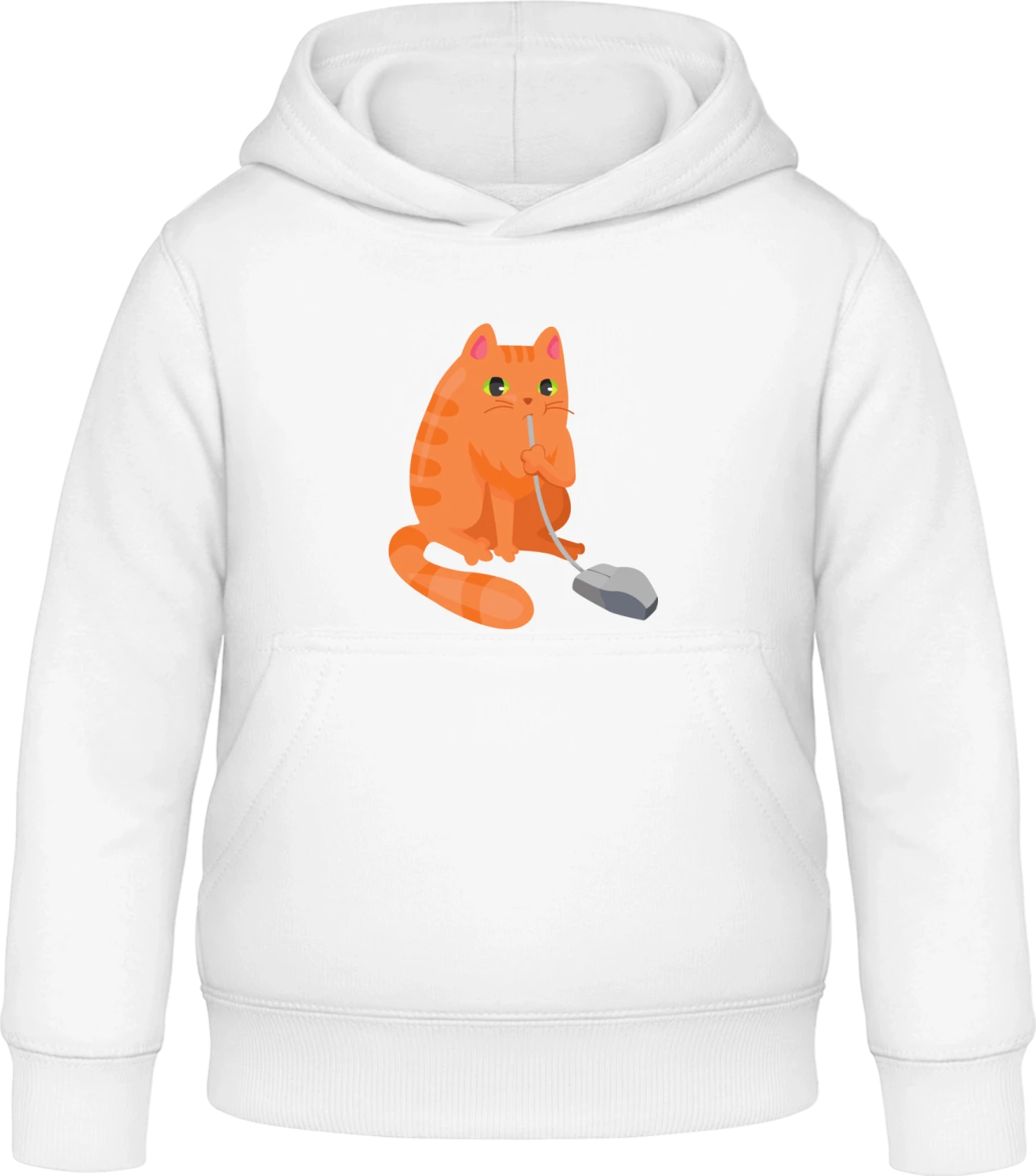 Cat Eats Mouse - Arctic white Awdis Hoodie Kids - Front