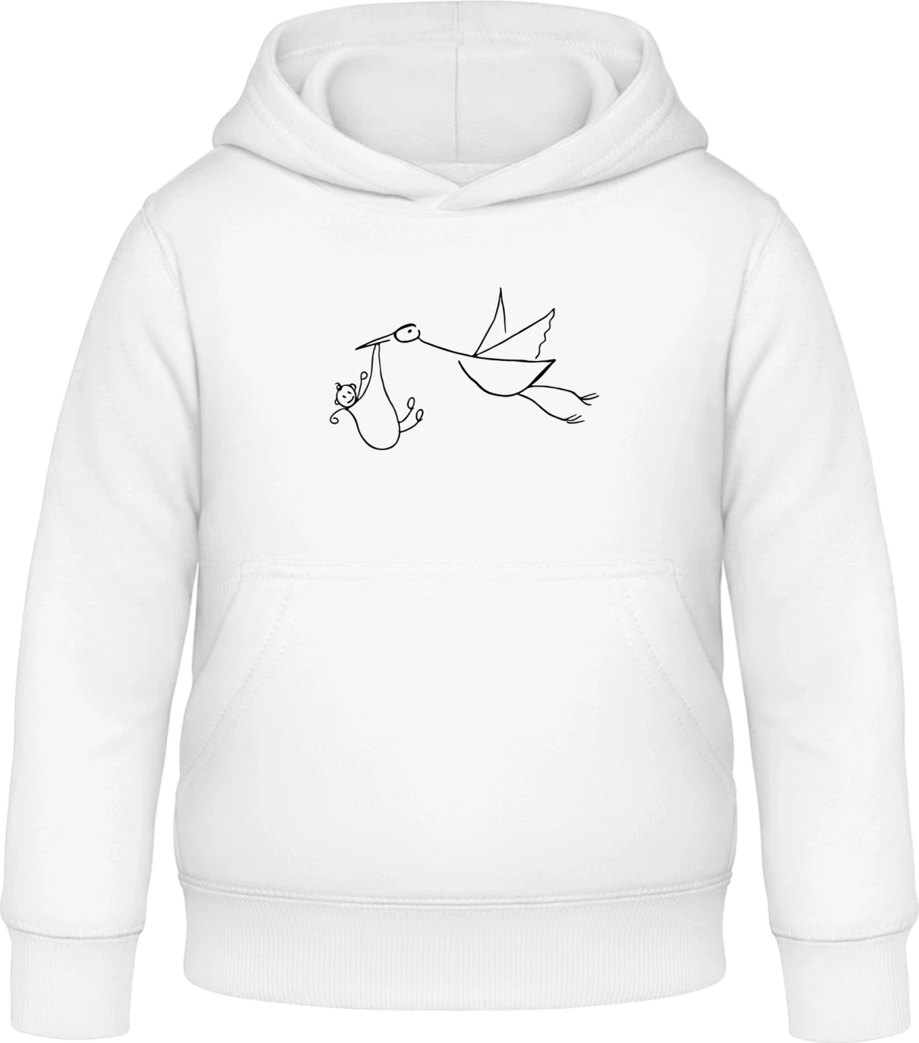 Stork And Baby Flying Drawing - Arctic white Awdis Hoodie Kids - Front