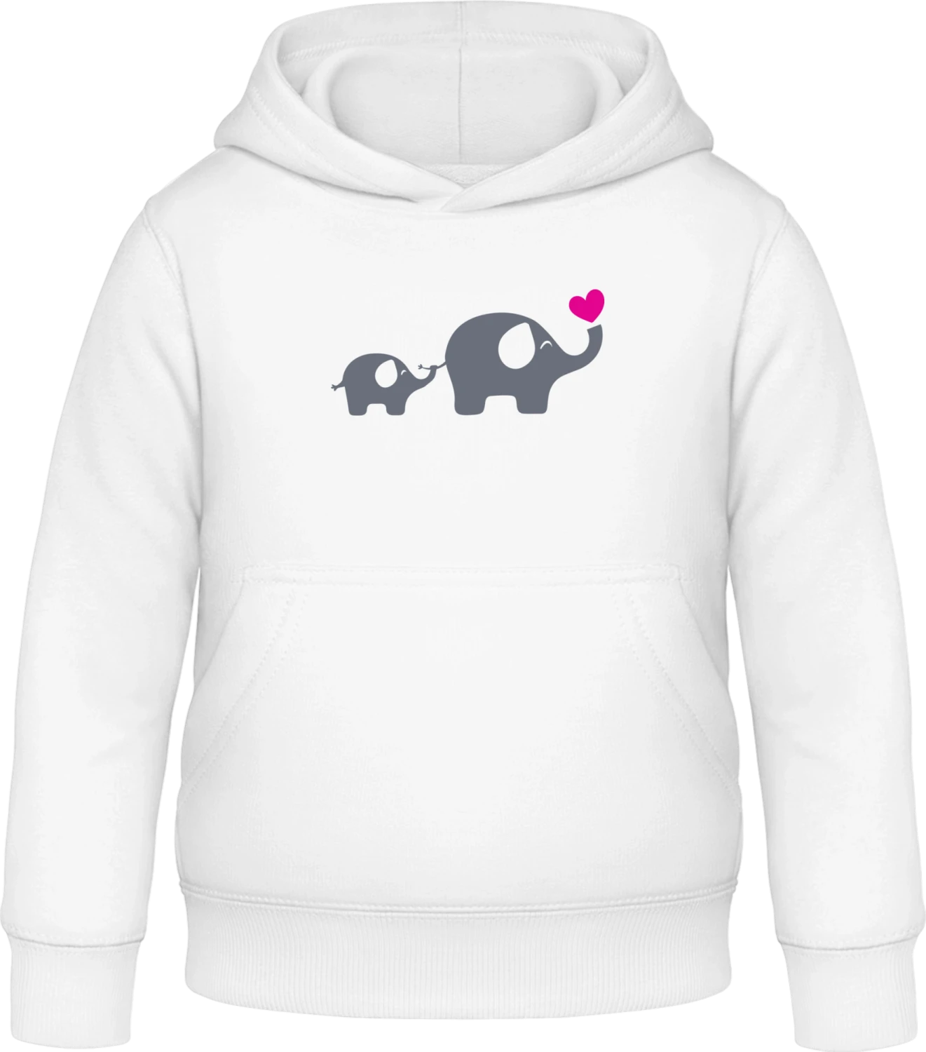 Happy Elephant Family - Arctic white Awdis Hoodie Kids - Front