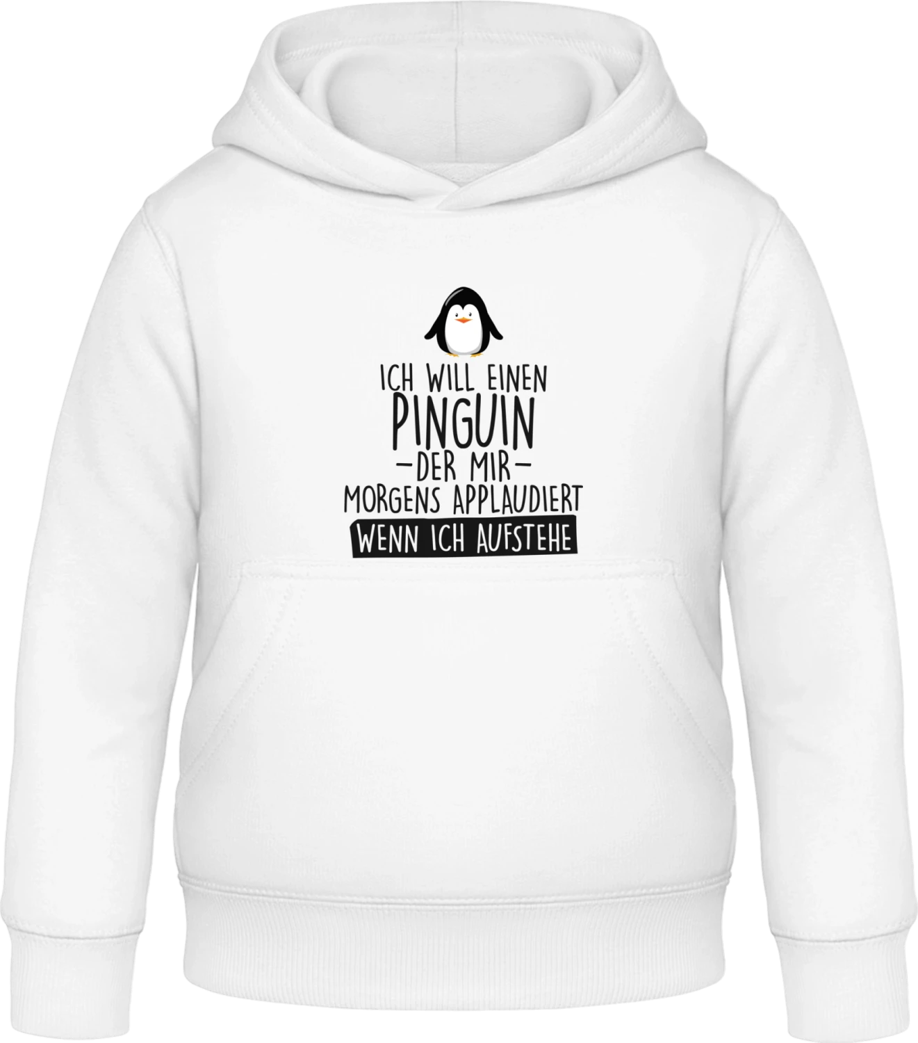 Ich will einen Pinguin der mir morgens applaudiert - Arctic white Awdis Hoodie Kids - Front