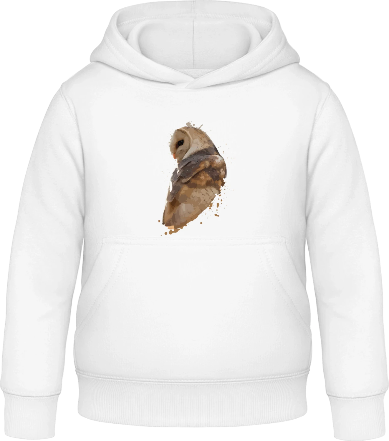 Barn Owl Watercolor Painting - Arctic white Awdis Hoodie Kids - Front