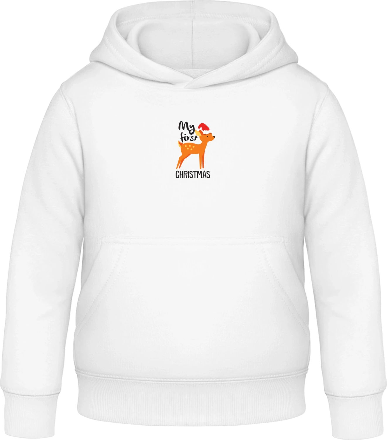 My First Christmas Deer - Arctic white Awdis Hoodie Kids - Front