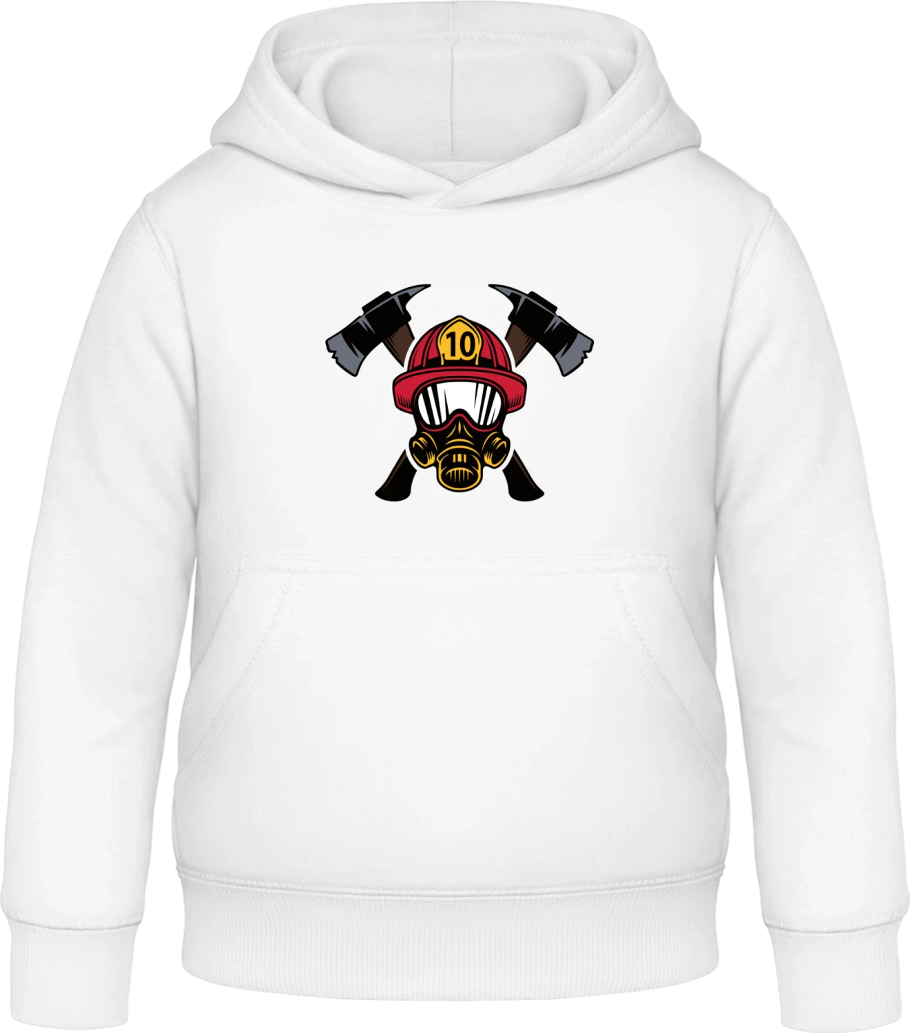 Firefighter Helmet With Crossed Axes - Arctic white Awdis Hoodie Kids - Front