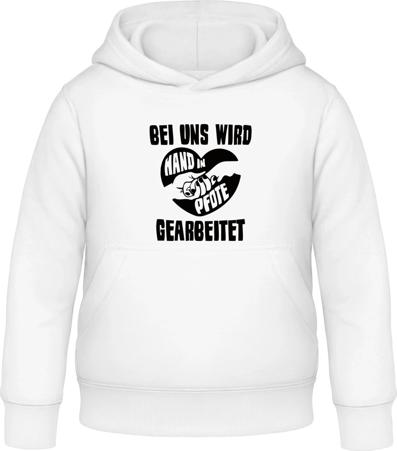 Bei uns wird Hand in Pfote gearbeitet - Arctic white Awdis Hoodie Kids - Front