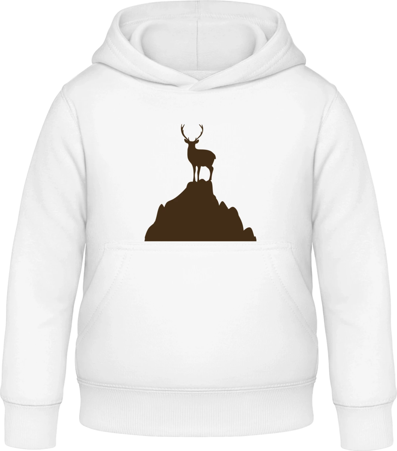 Deer On A Mountain - Arctic white Awdis Hoodie Kids - Front