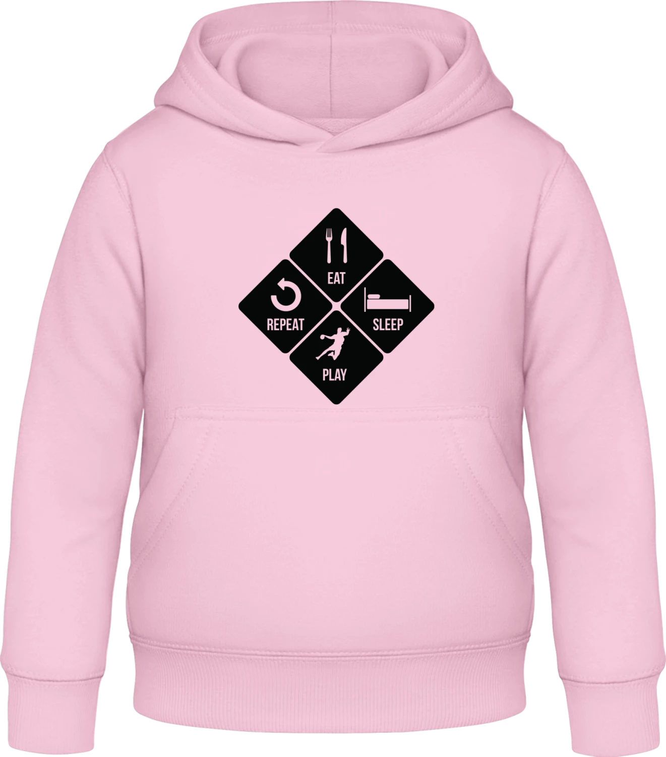 Eat Sleep Play Repeat Handball - Baby pink Awdis Hoodie Kids - Front