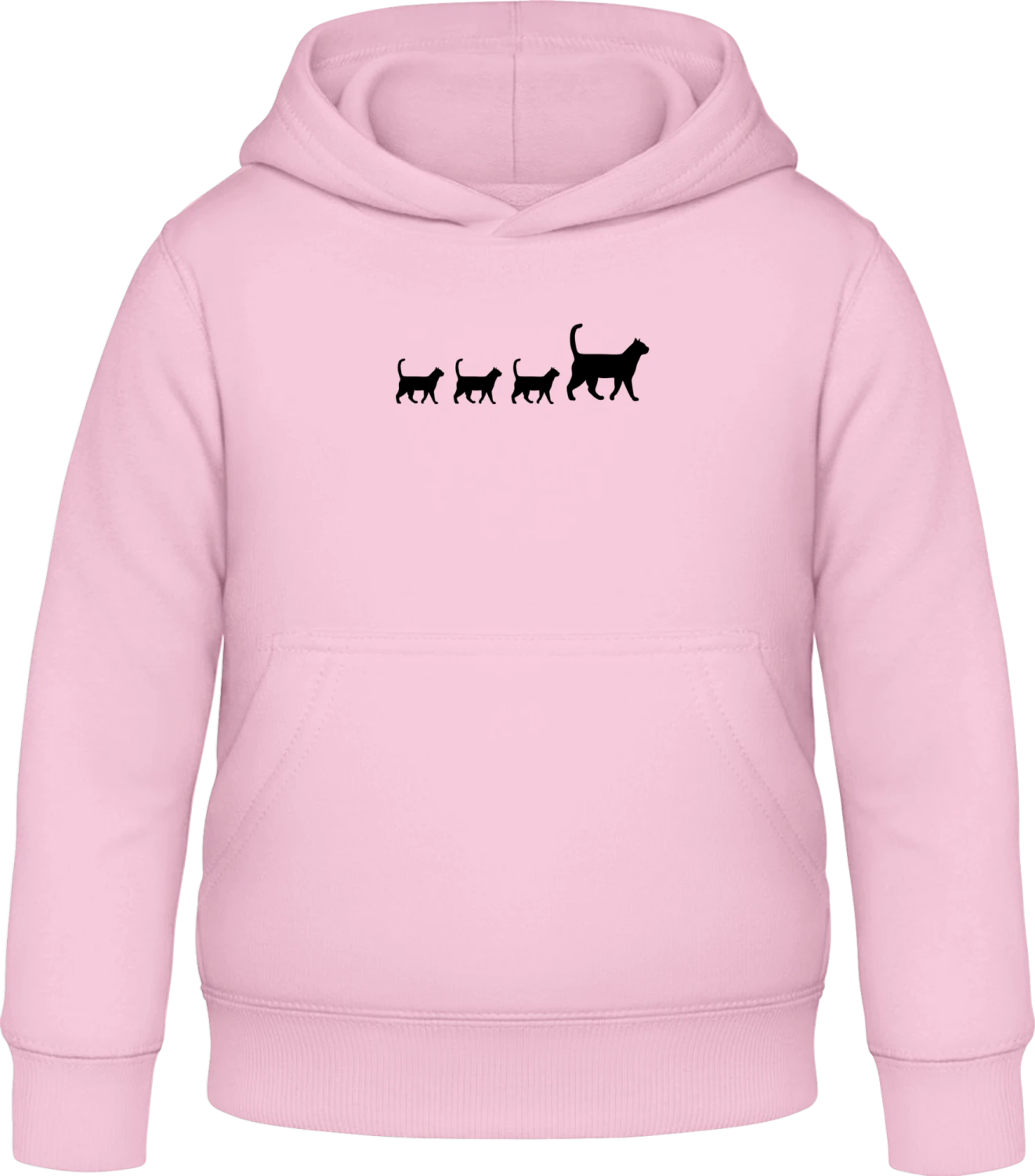 Cat Family Silhouette - Baby pink Awdis Hoodie Kids - Front