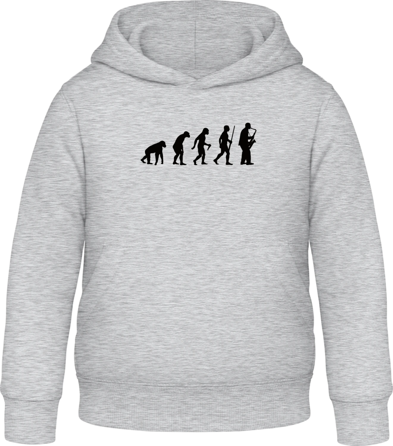 Saxophonist Evolution - Heather Grey Awdis Hoodie Kids - Front