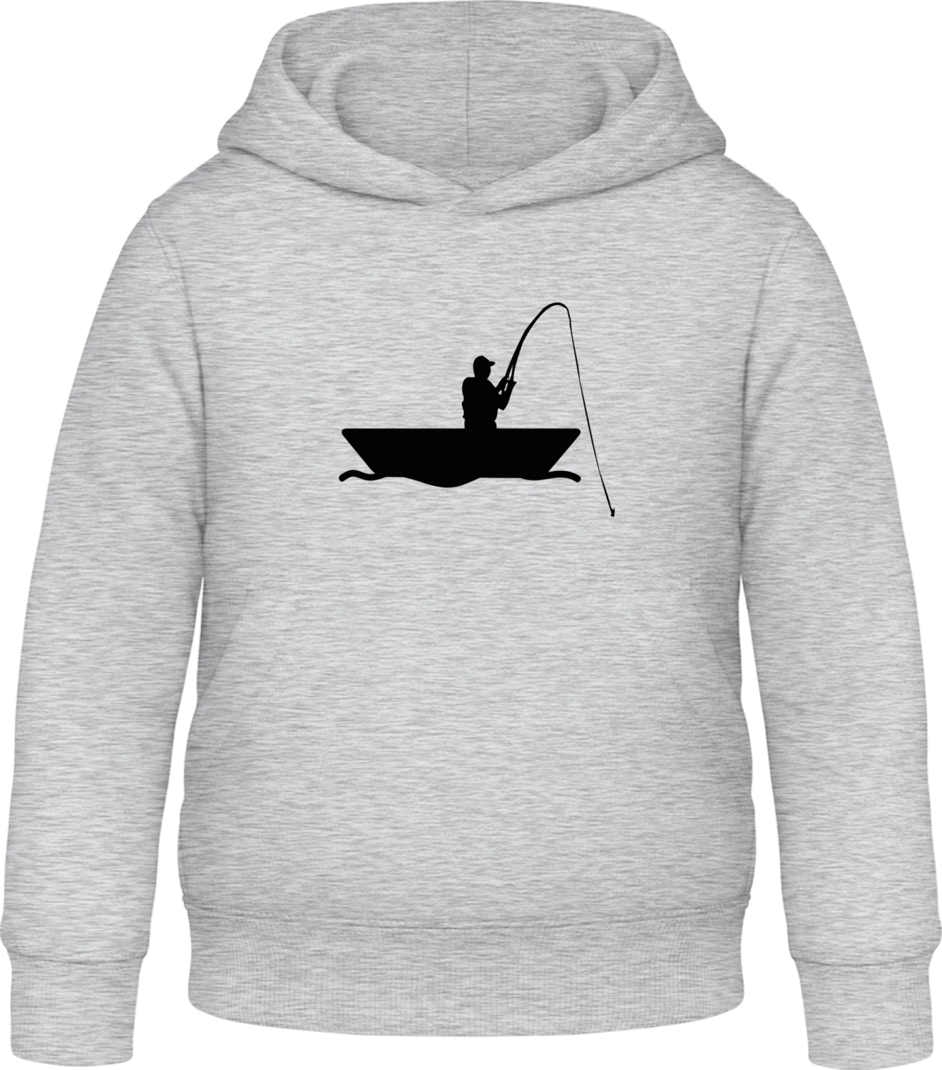 Fisherboat Angler - Heather Grey Awdis Hoodie Kids - Front