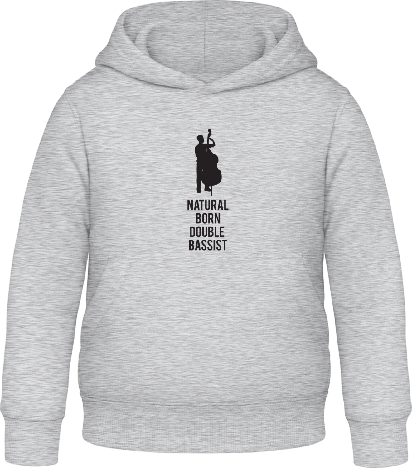 Natural Born Double Bassist - Heather Grey Awdis Hoodie Kids - Front