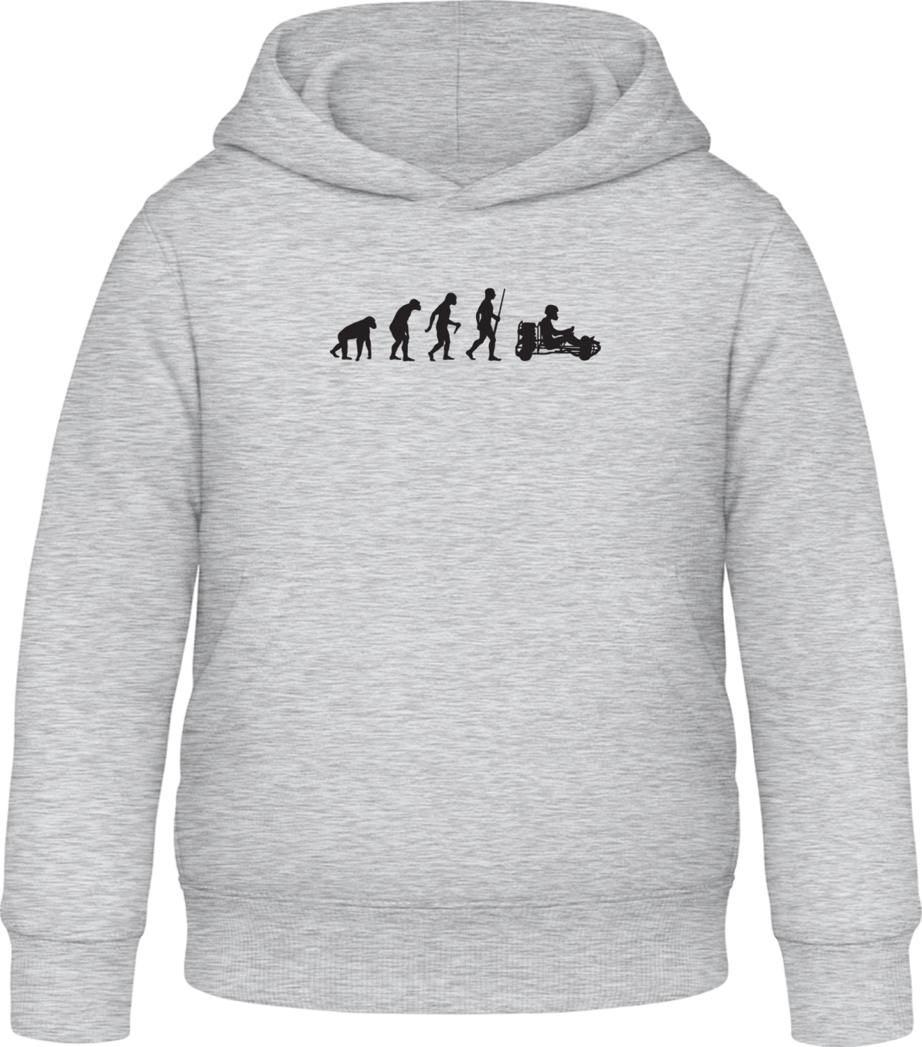 Go Kart Evolution - Heather Grey Awdis Hoodie Kids - Front