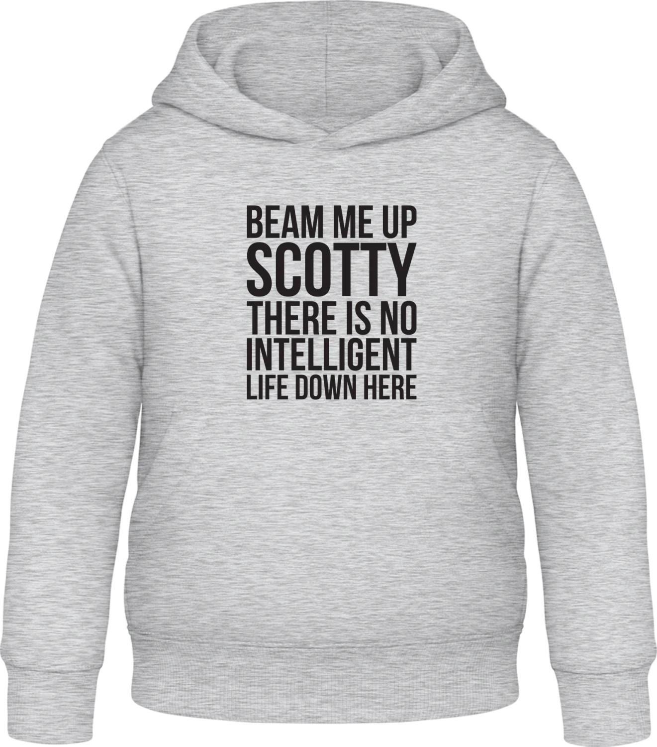 Beam Me Up - Heather Grey Awdis Hoodie Kids - Front