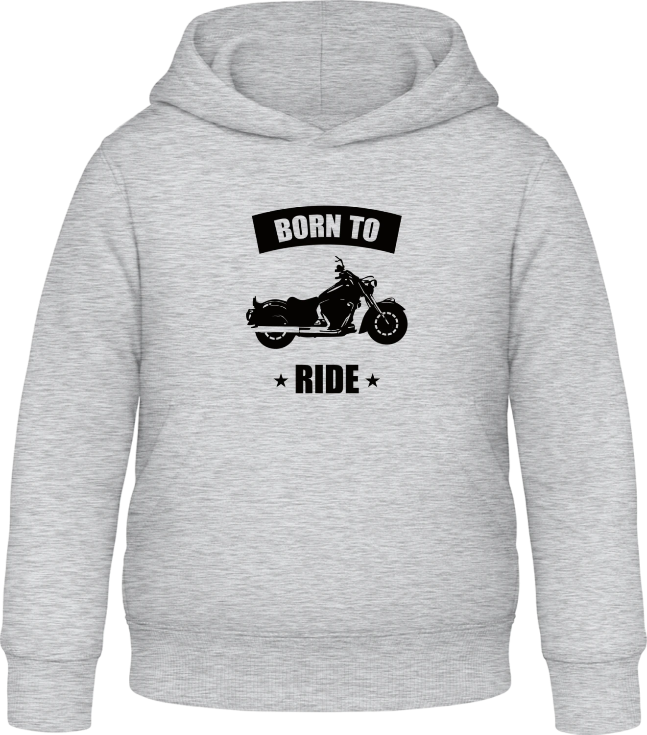 Born To Ride Motorbikes - Heather Grey Awdis Hoodie Kids - Front