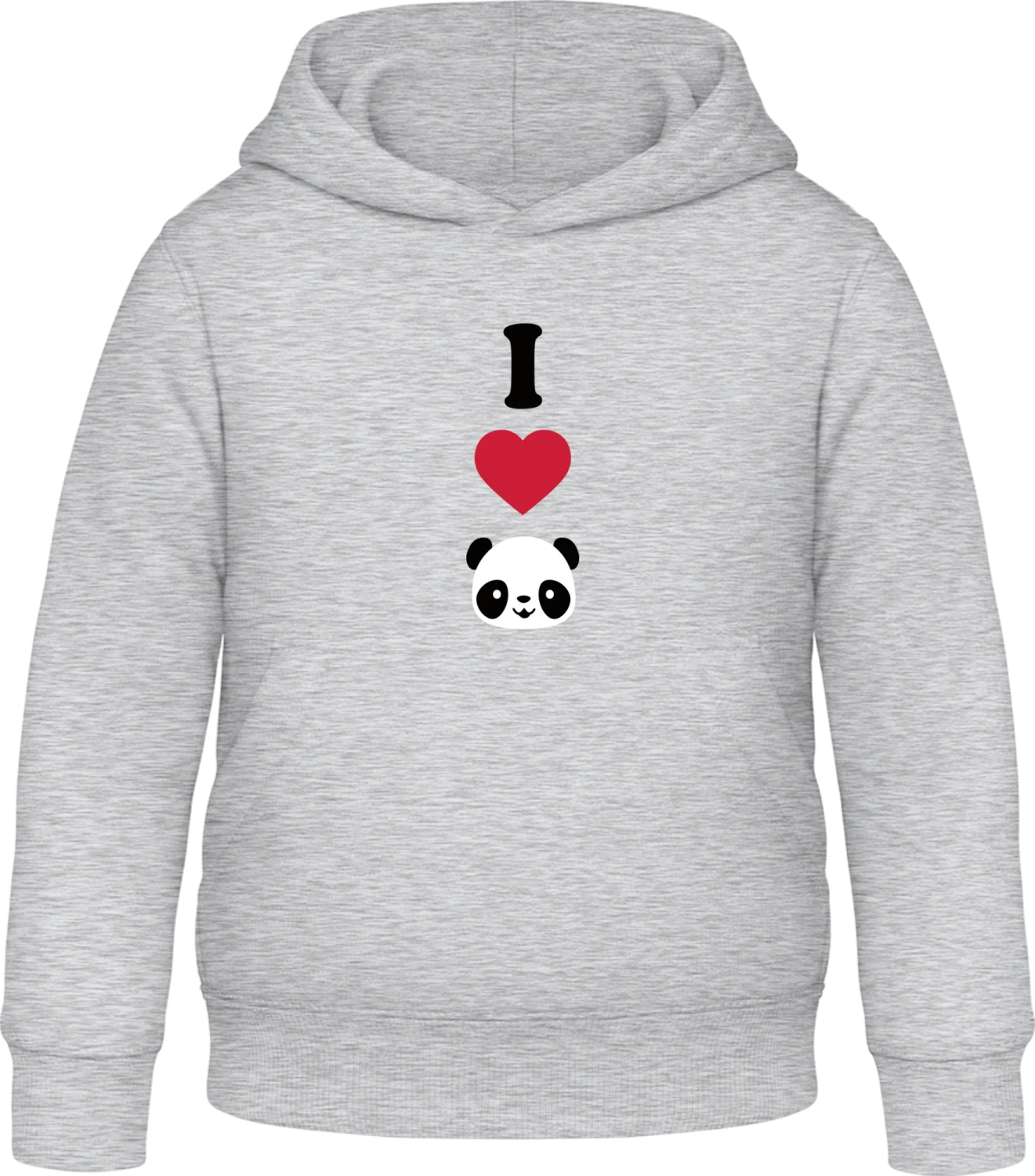 I Love Pandas - Heather Grey Awdis Hoodie Kids - Front