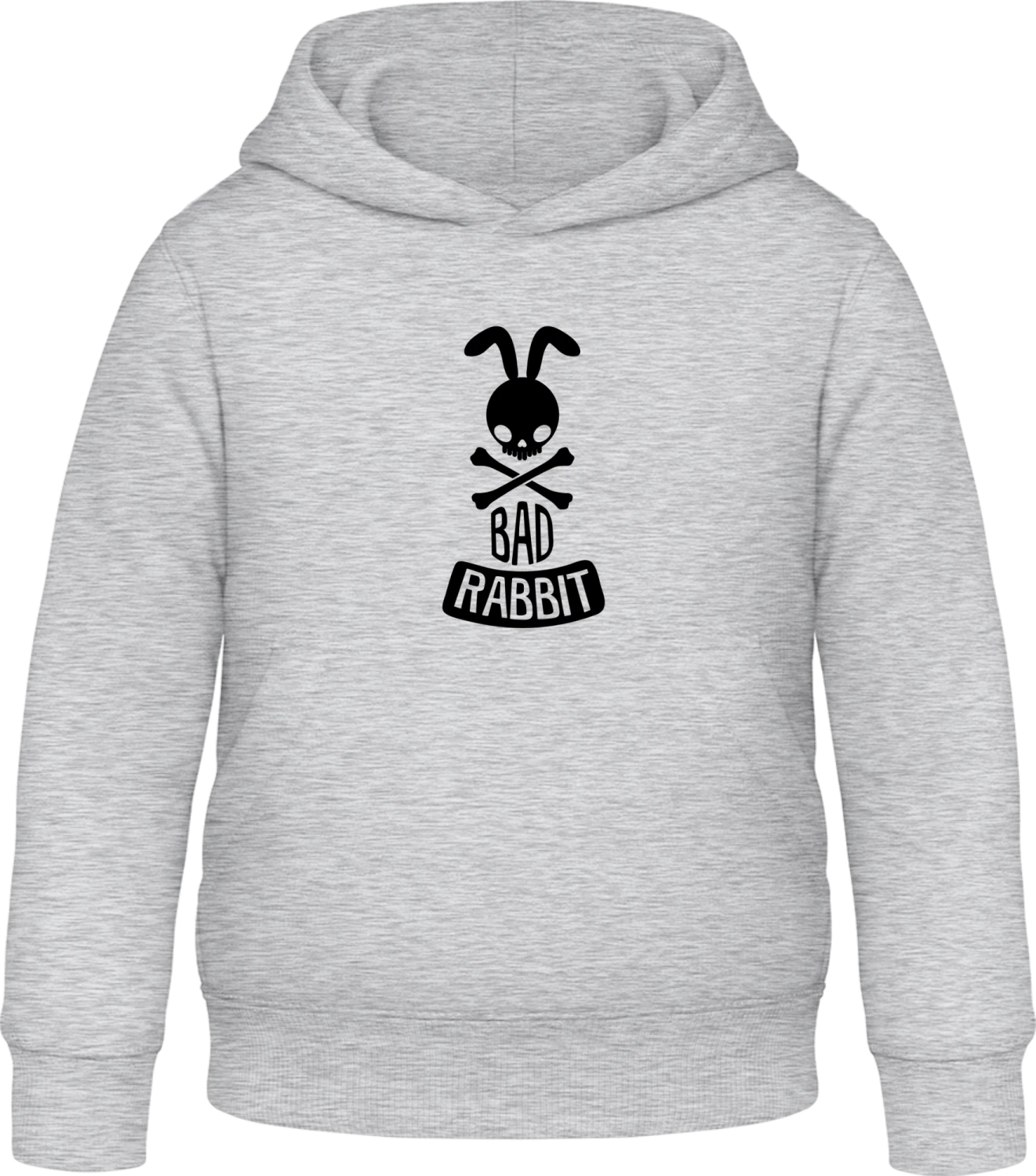 Bad Rabbit Skull - Heather Grey Awdis Hoodie Kids - Front