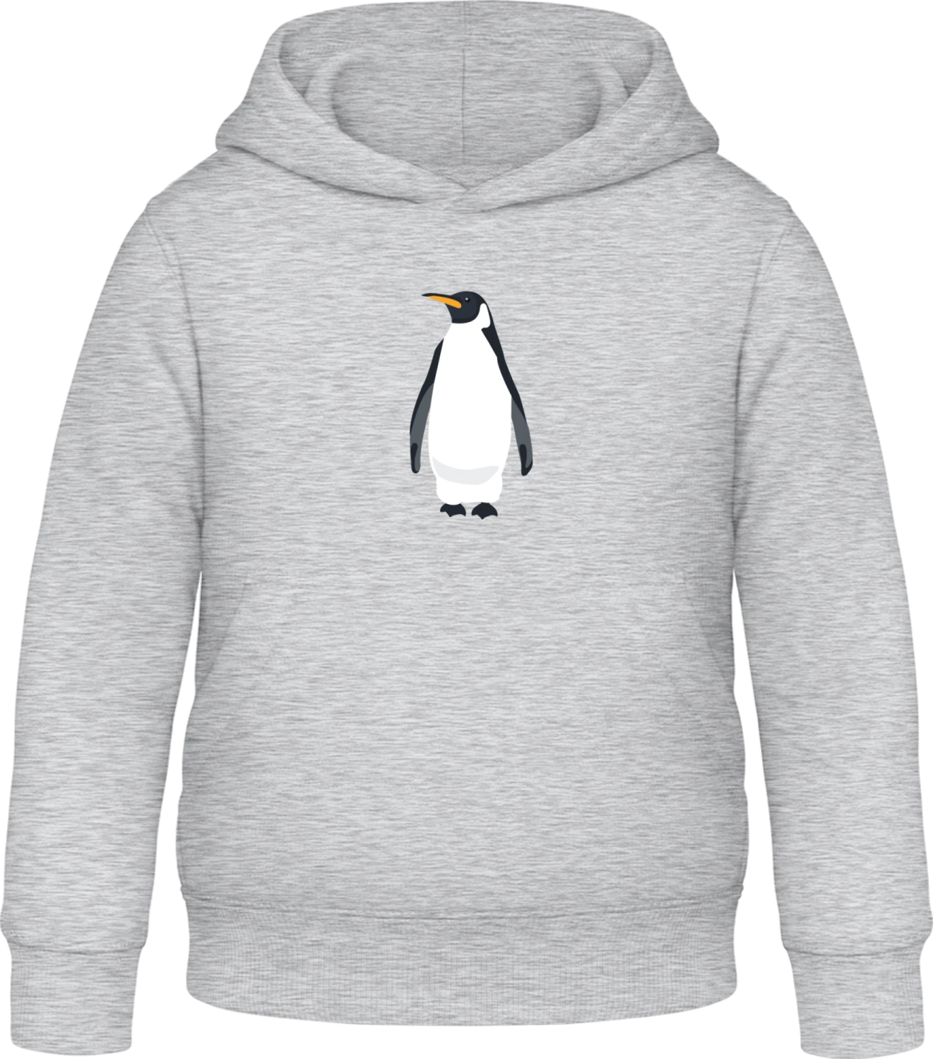 Penguin Illustration - Heather Grey Awdis Hoodie Kids - Front