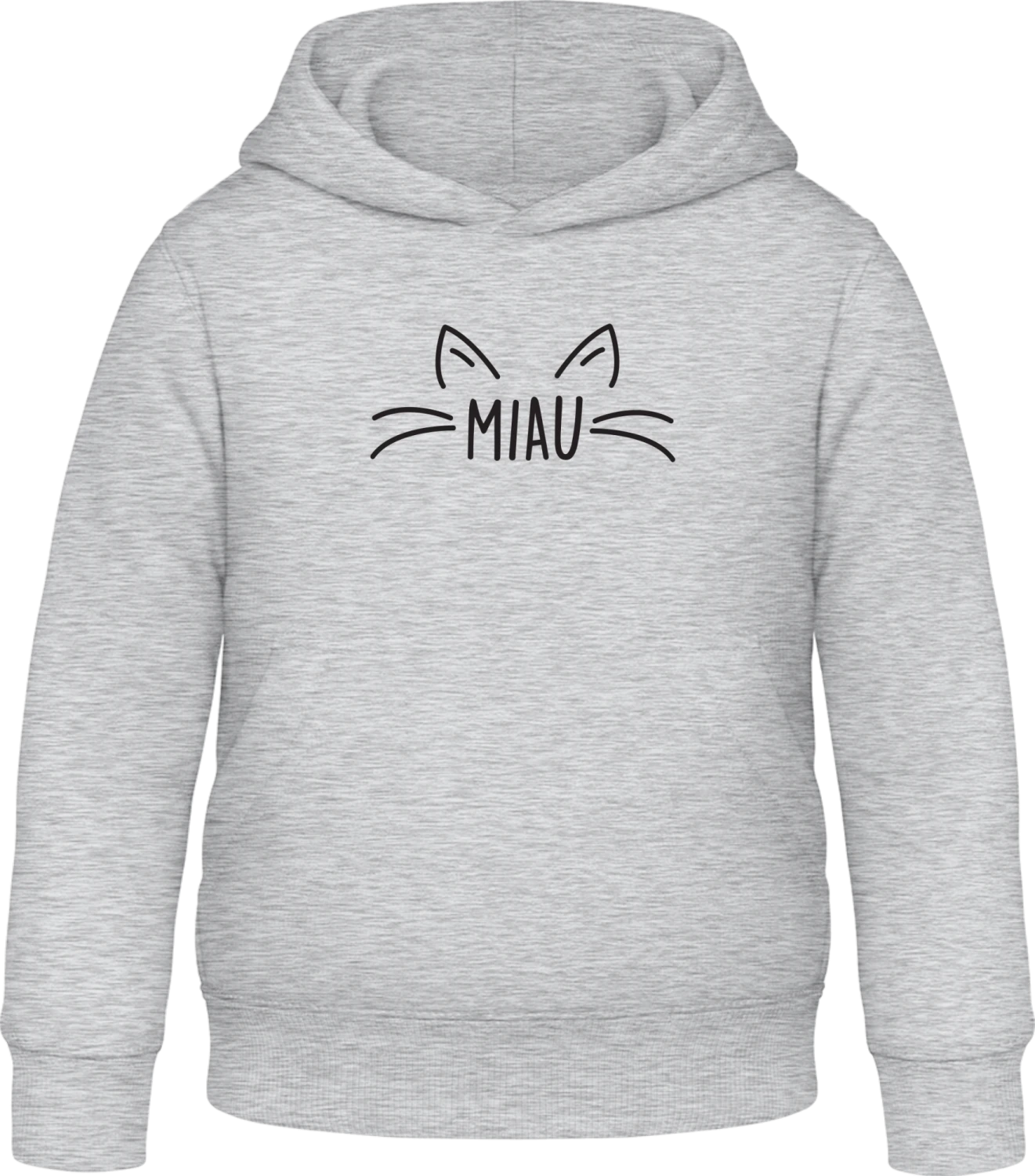 Miau  - Heather Grey Awdis Hoodie Kids - Front