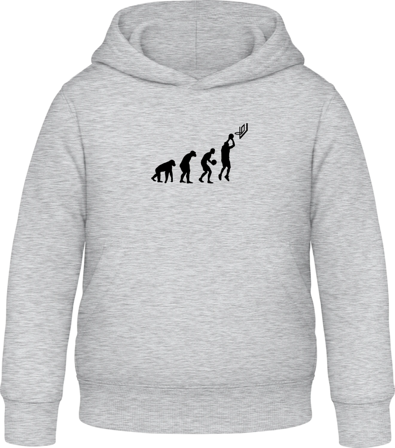 Basketball Evolution Hoop - Heather Grey Awdis Hoodie Kids - Front