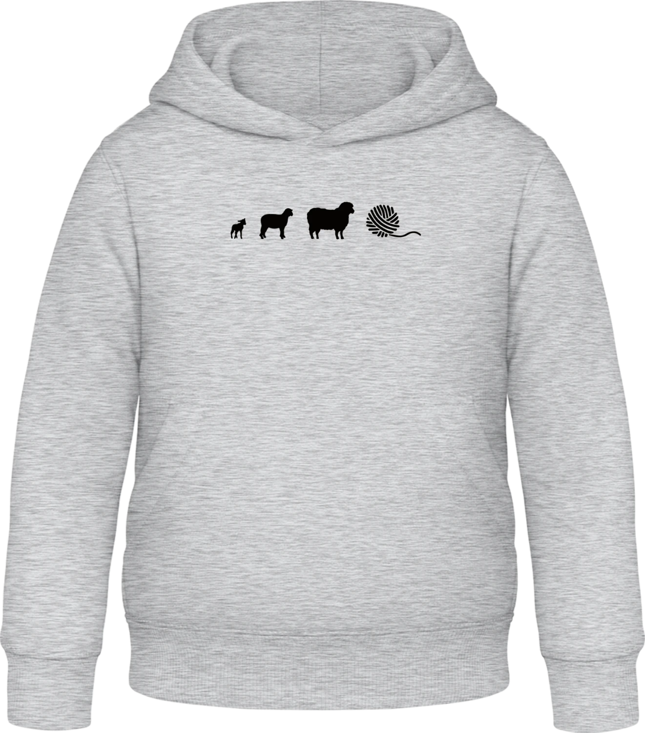 Evolution Of Sheep To Wool - Heather Grey Awdis Hoodie Kids - Front