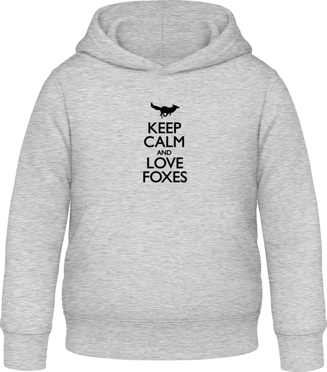 Keep Calm And Love Foxes - Heather Grey Awdis Hoodie Kids - Front