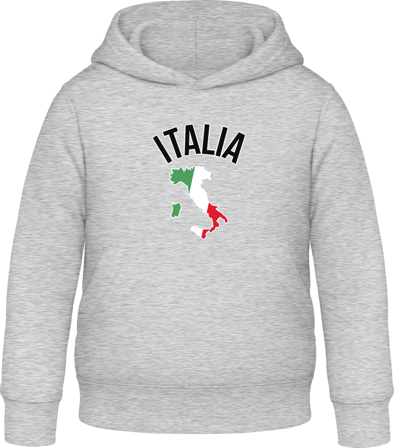 ITALIA Flag Fan - Heather Grey Awdis Hoodie Kids - Front