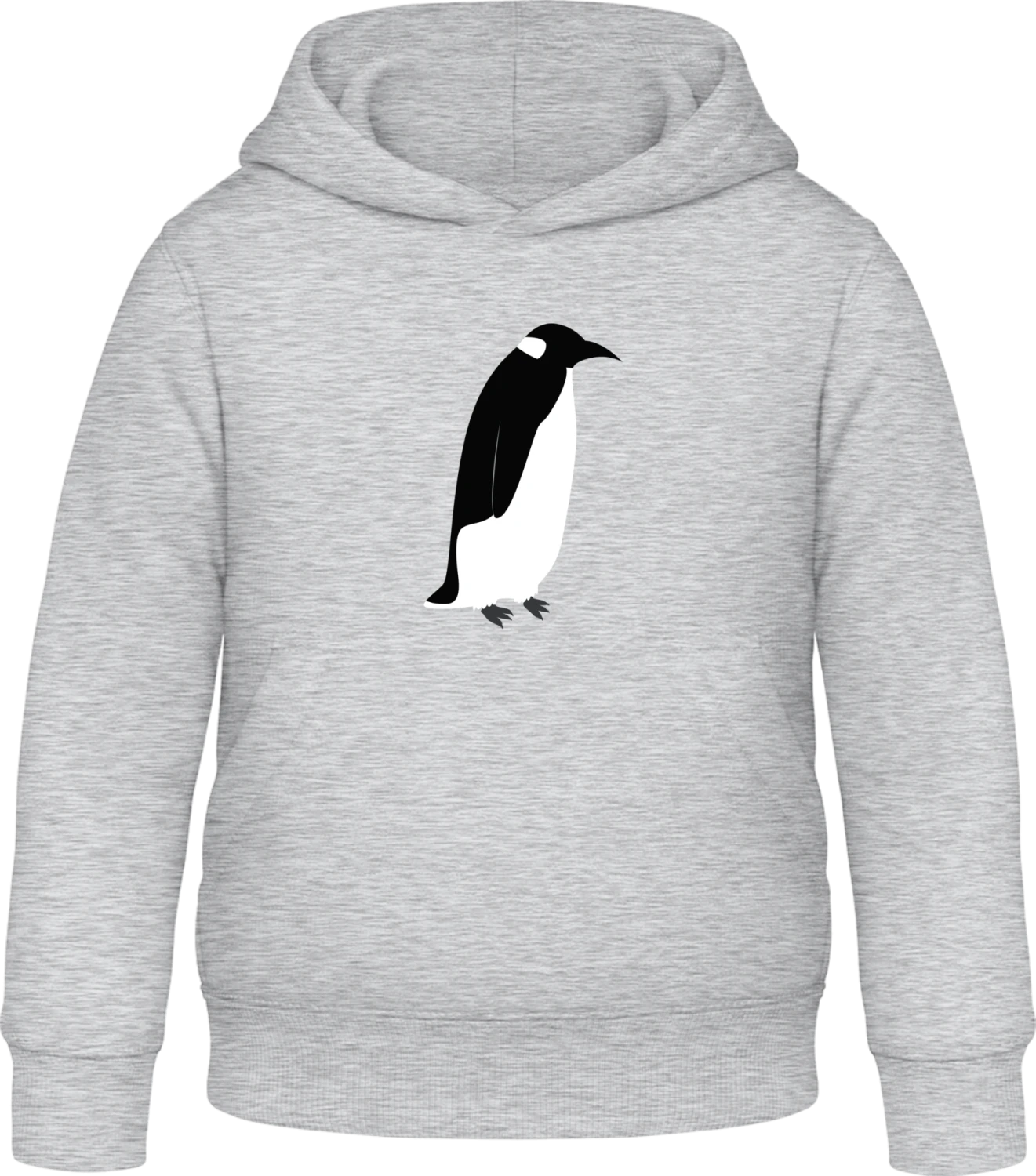 Illustration Of A Penguin - Heather Grey Awdis Hoodie Kids - Front