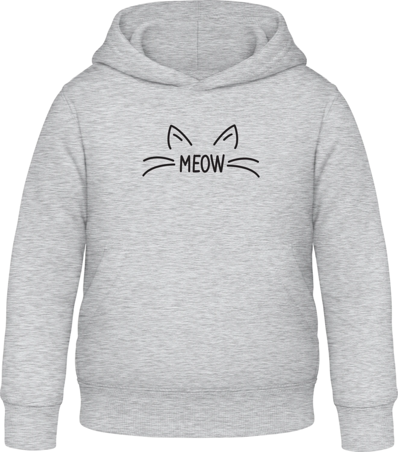 Meow Whiskers - Heather Grey Awdis Hoodie Kids - Front