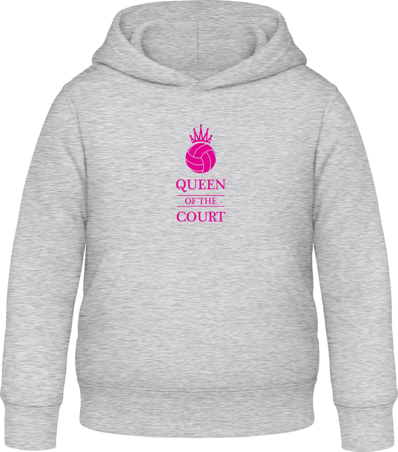 Queen Of The Court Volleyball - Heather Grey Awdis Hoodie Kids - Front