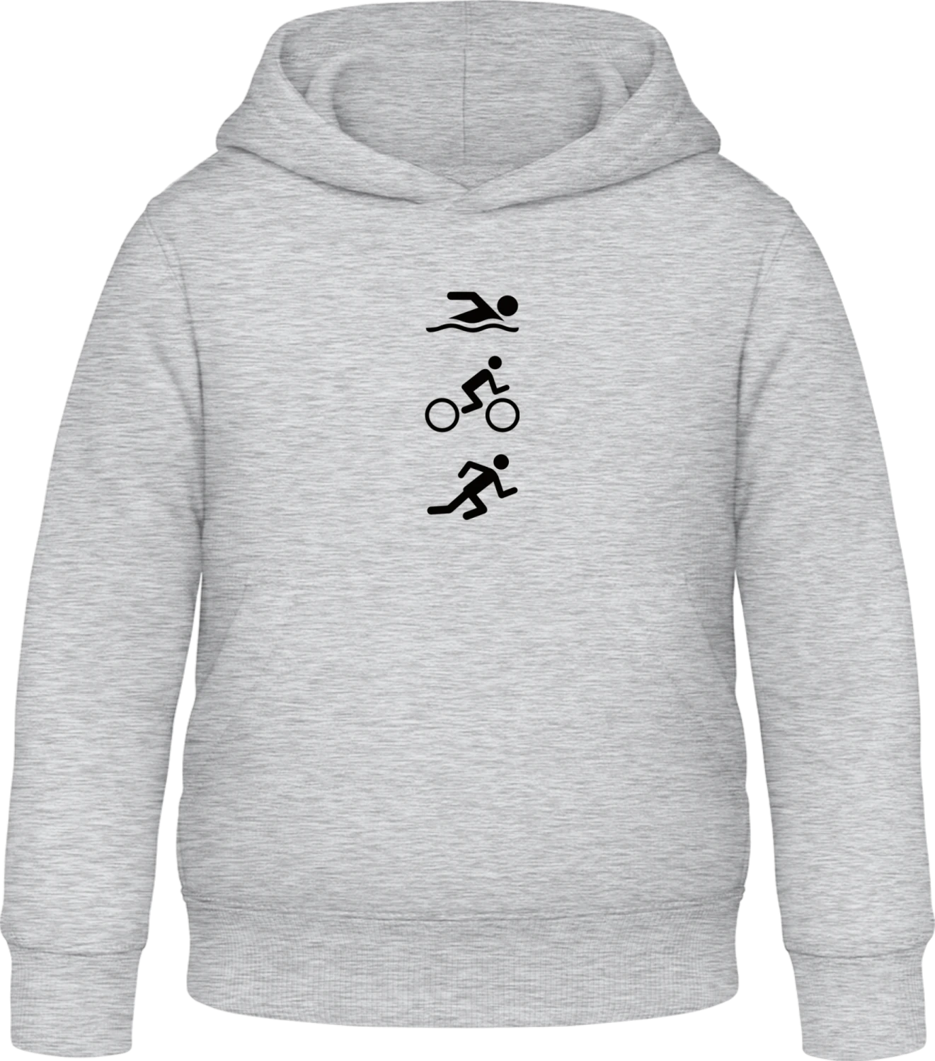 Swim Bike Run Icon - Heather Grey Awdis Hoodie Kids - Front