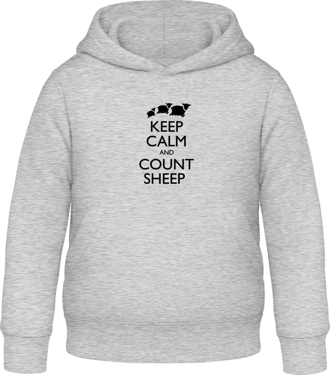 Keep Calm And Count Sheep - Heather Grey Awdis Hoodie Kids - Front